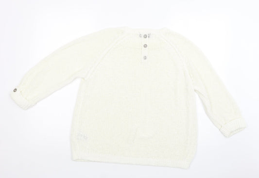 Wallis Womens White Crew Neck Acrylic Pullover Jumper Size L