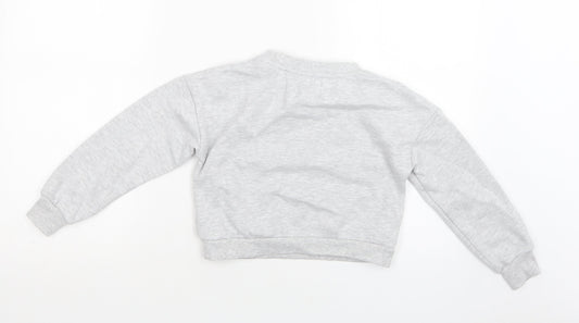 Jeff & Co Girls Grey Cotton Pullover Sweatshirt Size 9-10 Years - Positive Vibes