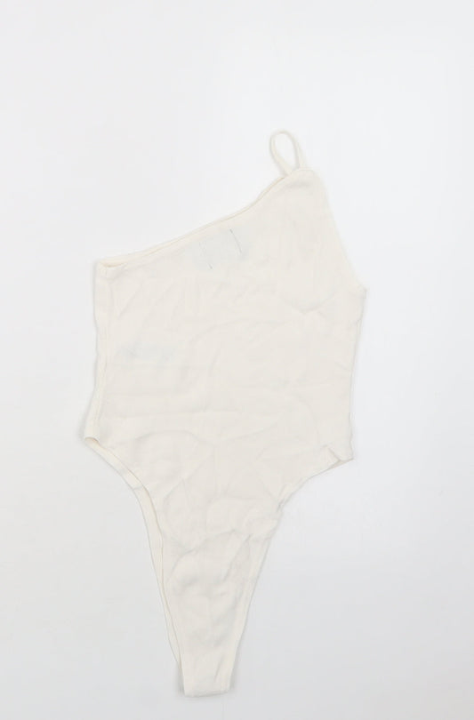 ASOS Womens Ivory Viscose Bodysuit One-Piece Size 12 Snap