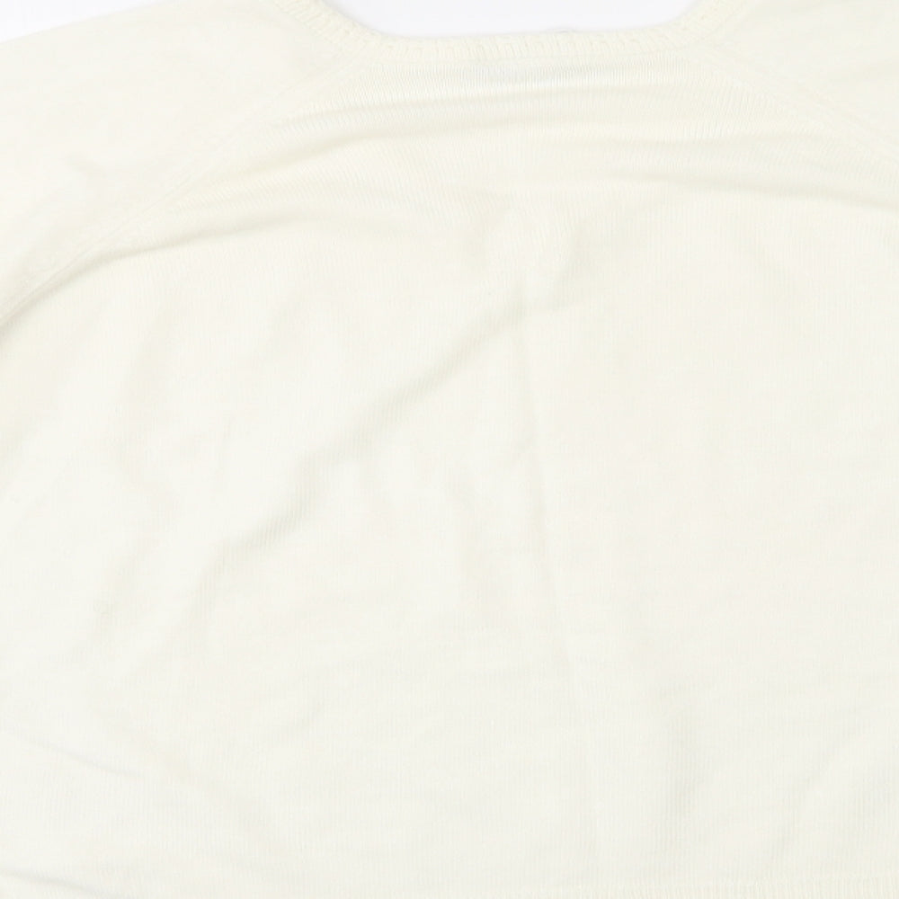 Preworn Womens Ivory V-Neck Acrylic Pullover Jumper Size M