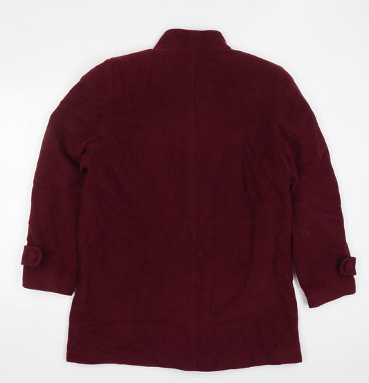 EWM Womens Red Pea Coat Coat Size 16 Button - Wine Red