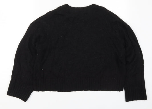 New Look Womens Black Round Neck Acrylic Pullover Jumper Size L