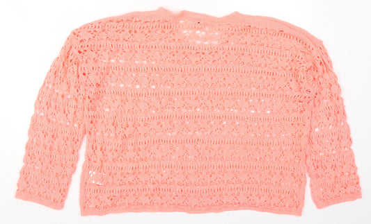 Peacocks Womens Pink Round Neck Acrylic Pullover Jumper Size L
