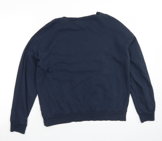 Divided Womens Blue Cotton Pullover Sweatshirt Size L