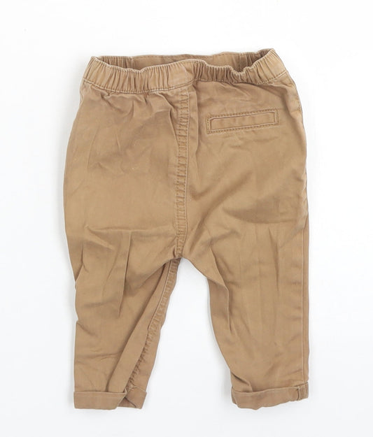 NEXT Boys Brown Cotton Capri Trousers Size 3-6 Months Button