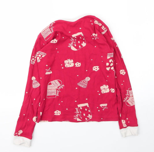 Leigh Tucker Girls Red Cotton Basic T-Shirt Size 6 Years Round Neck - Christmas Pyjama