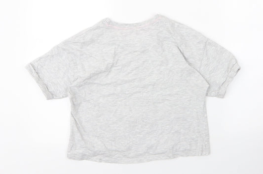 George Girls Grey Cotton Cropped Blouse Size 9 Years Round Neck