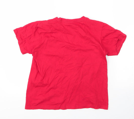 Casual Classics Girls Red Cotton Basic T-Shirt Size 12 Years Round Neck - Football