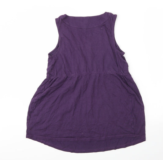 JoJo Maman Bébé Womens Purple Cotton Tunic Blouse Size S Round Neck
