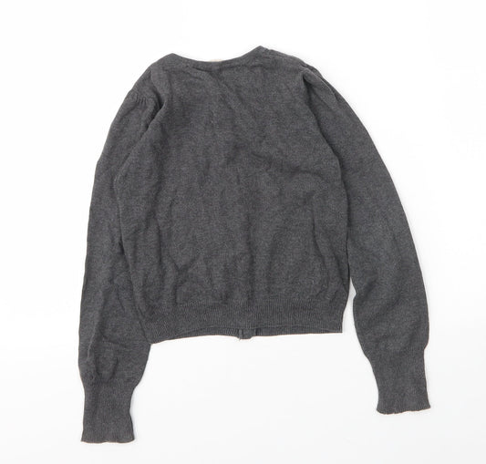 H&M Girls Grey Round Neck Cotton Cardigan Jumper Size 5 Years Button