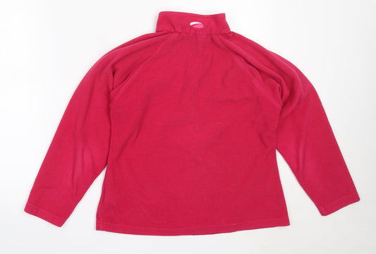 Womens UK 12 Regular Mountain Life Pink Henley Sweatshirt