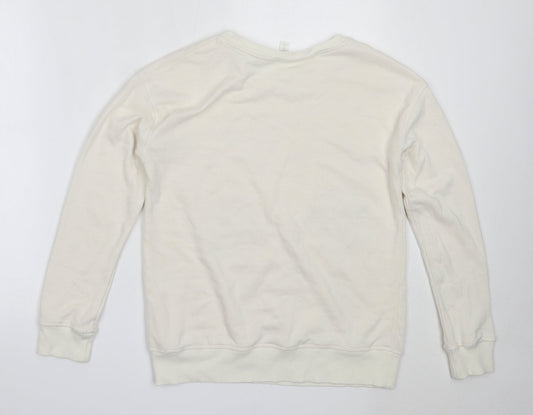 H&M Womens Ivory Cotton Pullover Sweatshirt Size XS - mickey mouse
