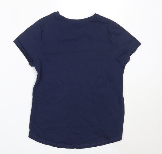 George Boys Blue Cotton Basic T-Shirt Size 10-11 Years Round Neck