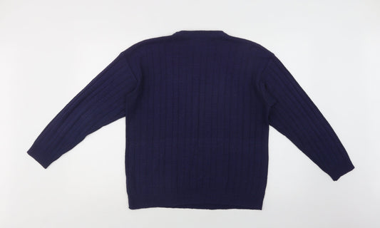 InStyle Collection Womens Blue Crew Neck Acrylic Pullover Jumper Size M