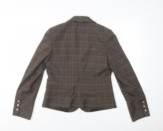 Mariella Rosati Womens Beige Check Jacket Blazer Size 12 Button