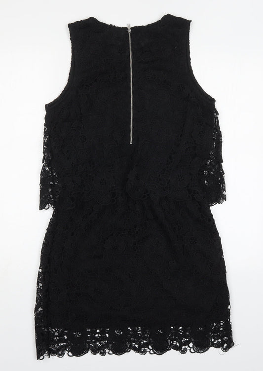 Rebellion Womens Black Polyester Mini Size L Round Neck Zip