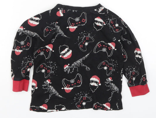 Matalan Boys Black Solid Cotton Pyjama Top Size 5 Years - Christmas Prints