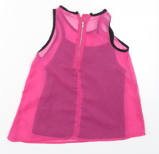 Young Dimension Girls Pink Polyester Basic Tank Size 8-9 Years Round Neck Zip