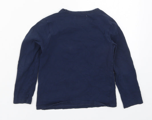 Boboli Girls Blue Cotton Basic T-Shirt Size 4 Years Round Neck Pullover - Umberellas
