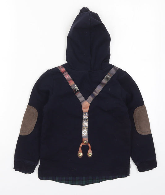 Lapin House Boys Blue Cotton Pullover Hoodie Size 5 Years Pullover - Suspender Graphic