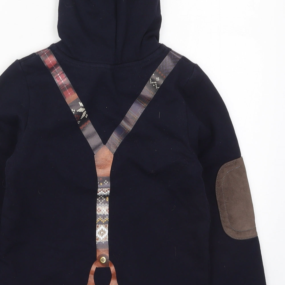 Lapin House Boys Blue Cotton Pullover Hoodie Size 5 Years Pullover - Suspender Graphic