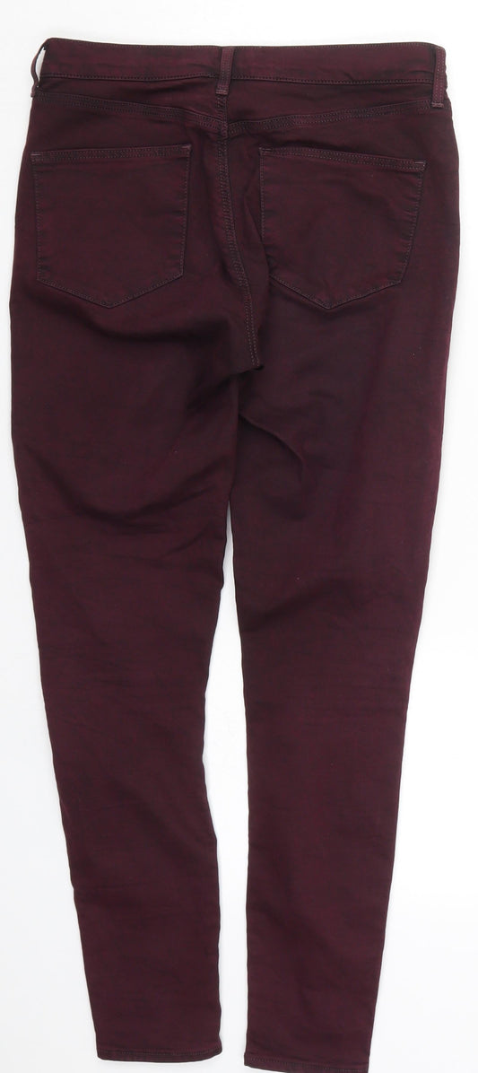 Topshop Womens Purple Cotton Skinny Jeans Size 28 in L27 in Regular Button