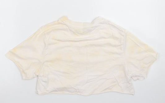 Nasty Gal Womens Yellow Cotton Cropped T-Shirt Size 8 Crew Neck