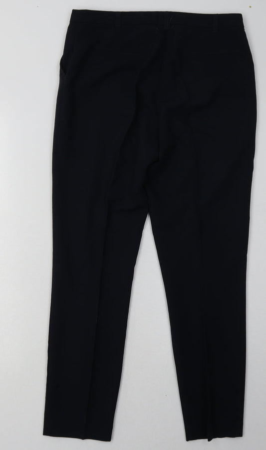 Topshop Womens Blue Polyester Trousers Size 10 L30 in Regular Hook & Eye