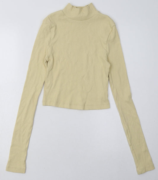 PRETTYLITTLETHING Womens Yellow Polyester Pullover Sweatshirt Size 10 Pullover - Cropped