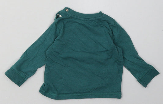 F&F Boys Green Cotton Basic Casual Size 3-6 Months Crew Neck Buckle - life in the big city