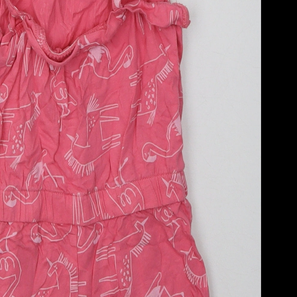 Nutmeg Girls Pink Cotton Playsuit One-Piece Size 3-4 Years Pullover
