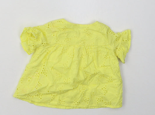 nut,eg Girls Yellow Argyle/Diamond Cotton Basic Casual Size 0-3 Months Crew Neck Button