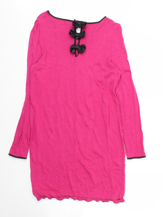La Redoute Womens Pink Round Neck Viscose Tunic Jumper Size 12