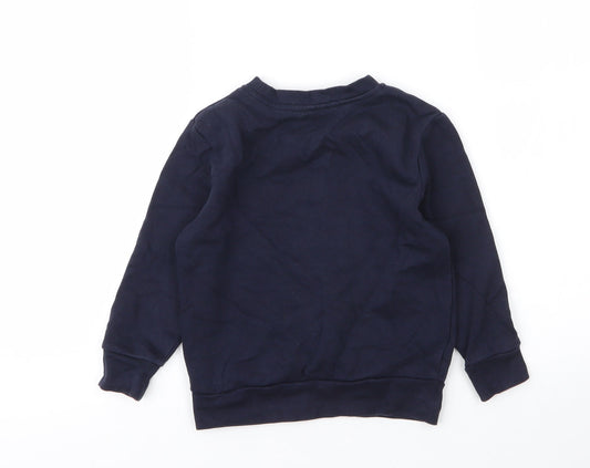 George Boys Blue Round Neck Cotton Pullover Jumper Size 3 Years