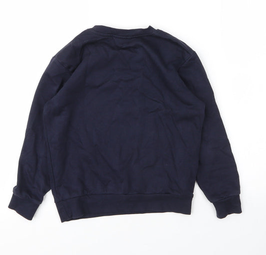 George Boys Blue Round Neck Cotton Pullover Jumper Size 7 Years