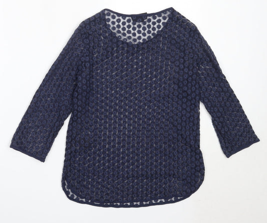 Topshop Womens Blue Polyester Basic Blouse Size 8 Round Neck