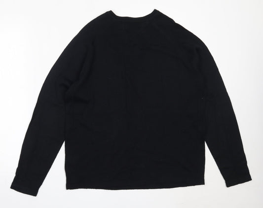 Giorgios Collections Mens Black V-Neck Acrylic Pullover Jumper Size M
