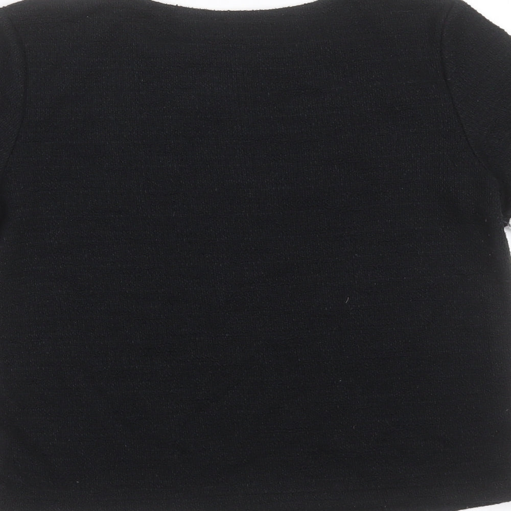 Zara Womens Black Polyester Basic T-Shirt Size S Round Neck
