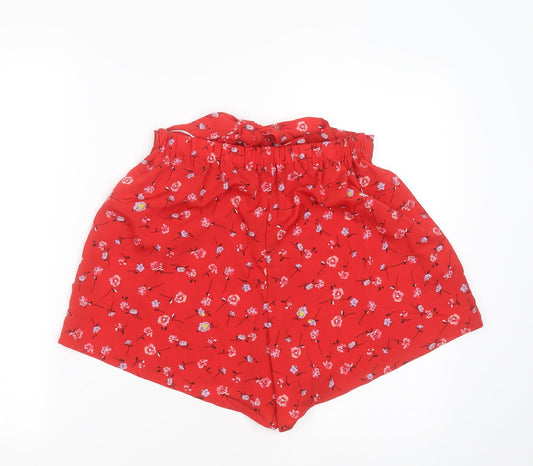 SheIn Womens Red Floral Polyester Hot Pants Shorts Size 26 in Regular