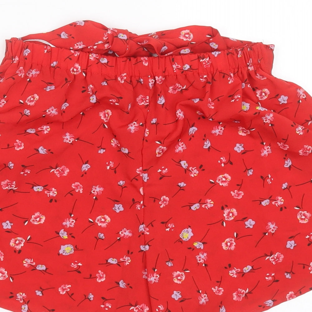 SheIn Womens Red Floral Polyester Hot Pants Shorts Size 26 in Regular