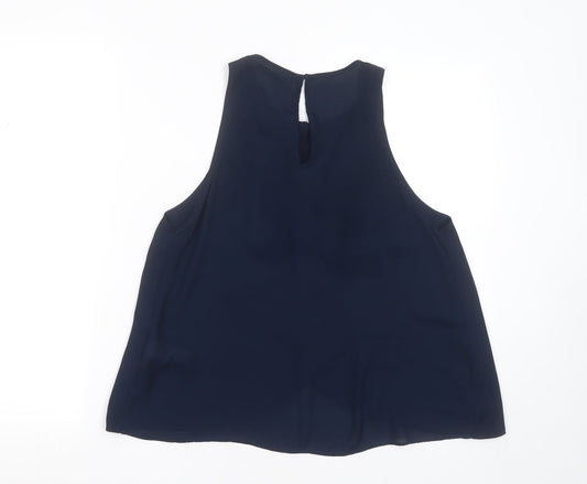Zara Womens Blue Polyester Basic Blouse Size S Round Neck
