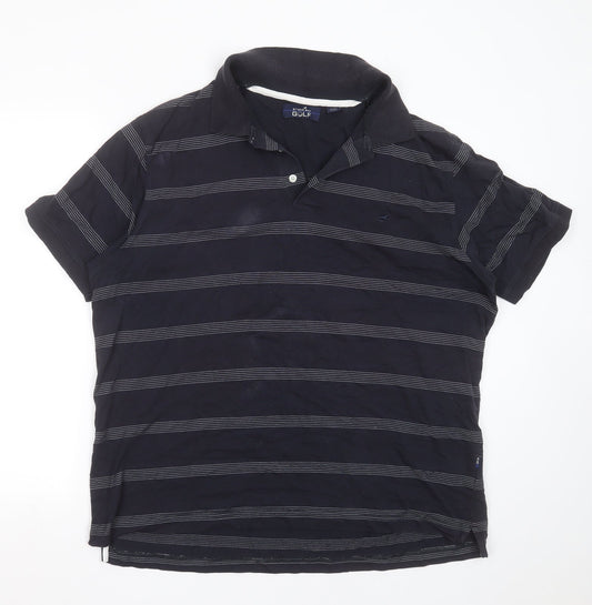 Stone Bay Golf Mens Blue Striped Cotton Polo Size XL Collared