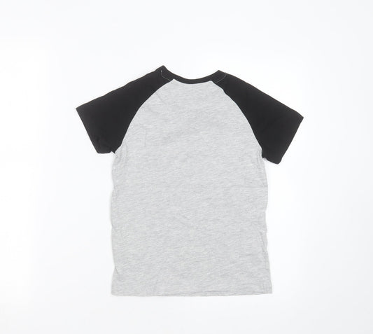 Matalan Boys Grey Cotton Basic T-Shirt Size 8 Years Round Neck