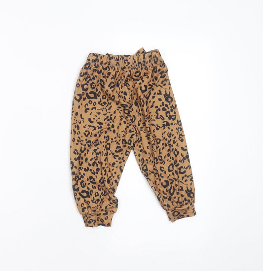 SheIn Girls Brown Animal Print Cotton Trousers Size 12 Months