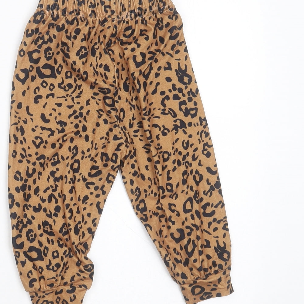 SheIn Girls Brown Animal Print Cotton Trousers Size 12 Months