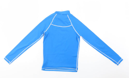 Tribord Girls Blue Polyester Basic Blouse Size 12 Years Mock Neck
