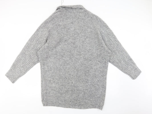 William Rast Womens Grey V-Neck Polyester Cardigan Jumper Size L