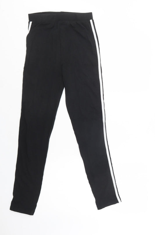 Boohoo Womens Black Striped Cotton Jegging Leggings Size 8 L28 in