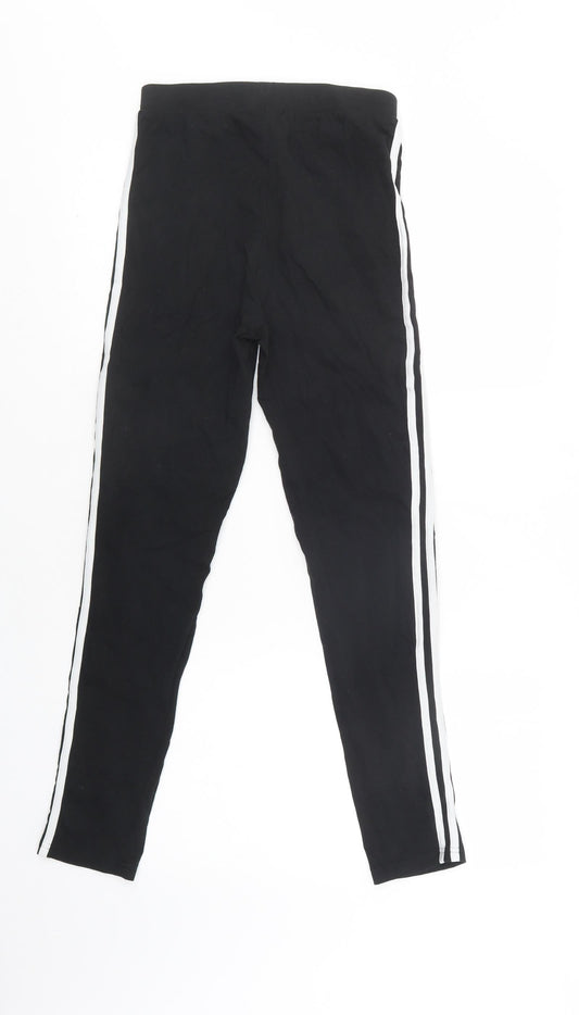 Boohoo Womens Black Striped Cotton Jegging Leggings Size 8 L28 in
