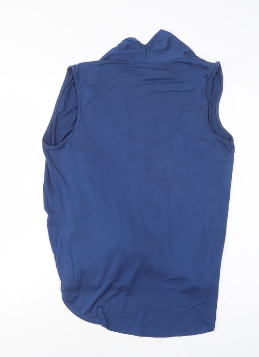 Cha Cha Vente Womens Blue Viscose Basic Blouse Size L Scoop Neck